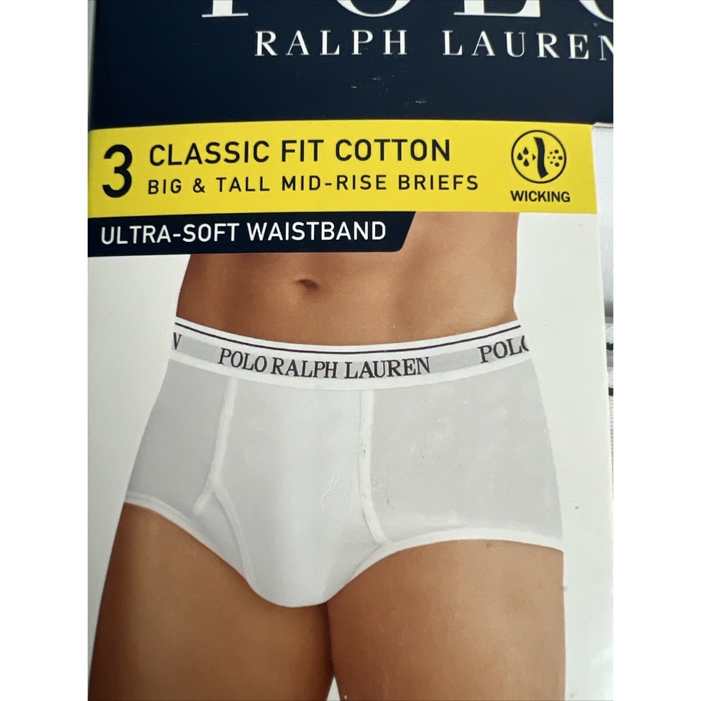 6 Polo Ralph Lauren Men's Briefs Size 4X Big & Tall Cotton Mid Rise White D18 - Picture 10 of 16